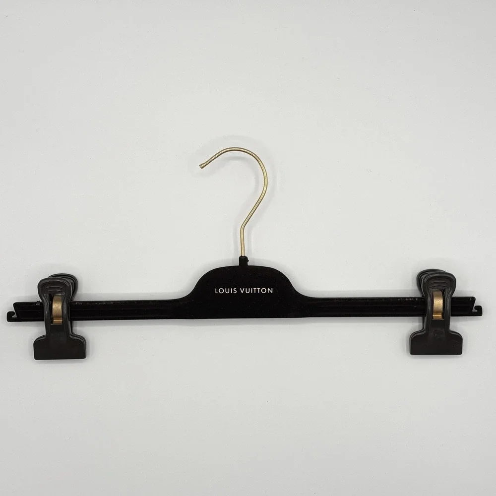 Louis Vuitton Clothes Hanger Clip Black Velvet Pants Skirt Gold Hook